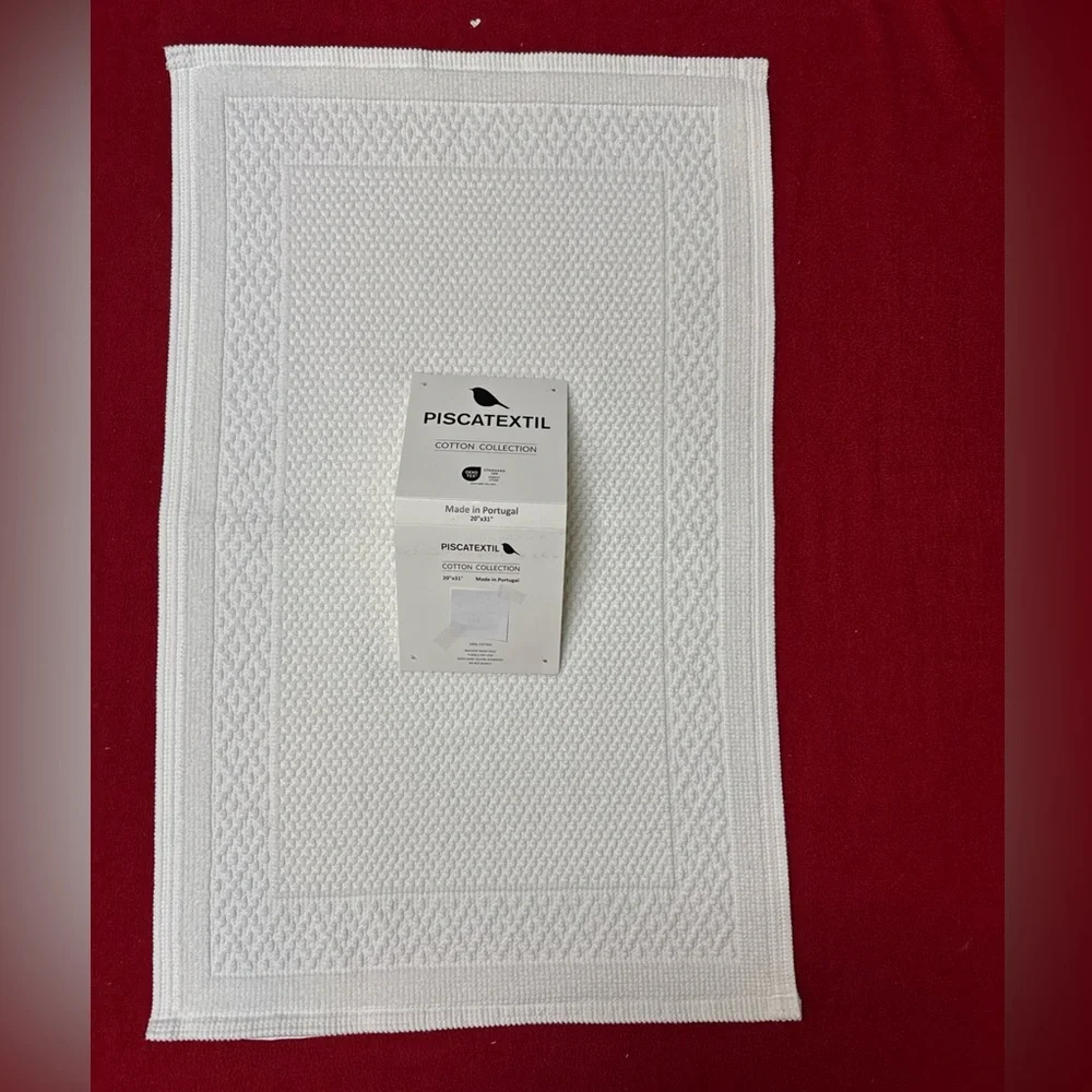 Piscatextile Bath Rug COTTON OEKO-TEX White 20 X31” Made In Portugal NWT